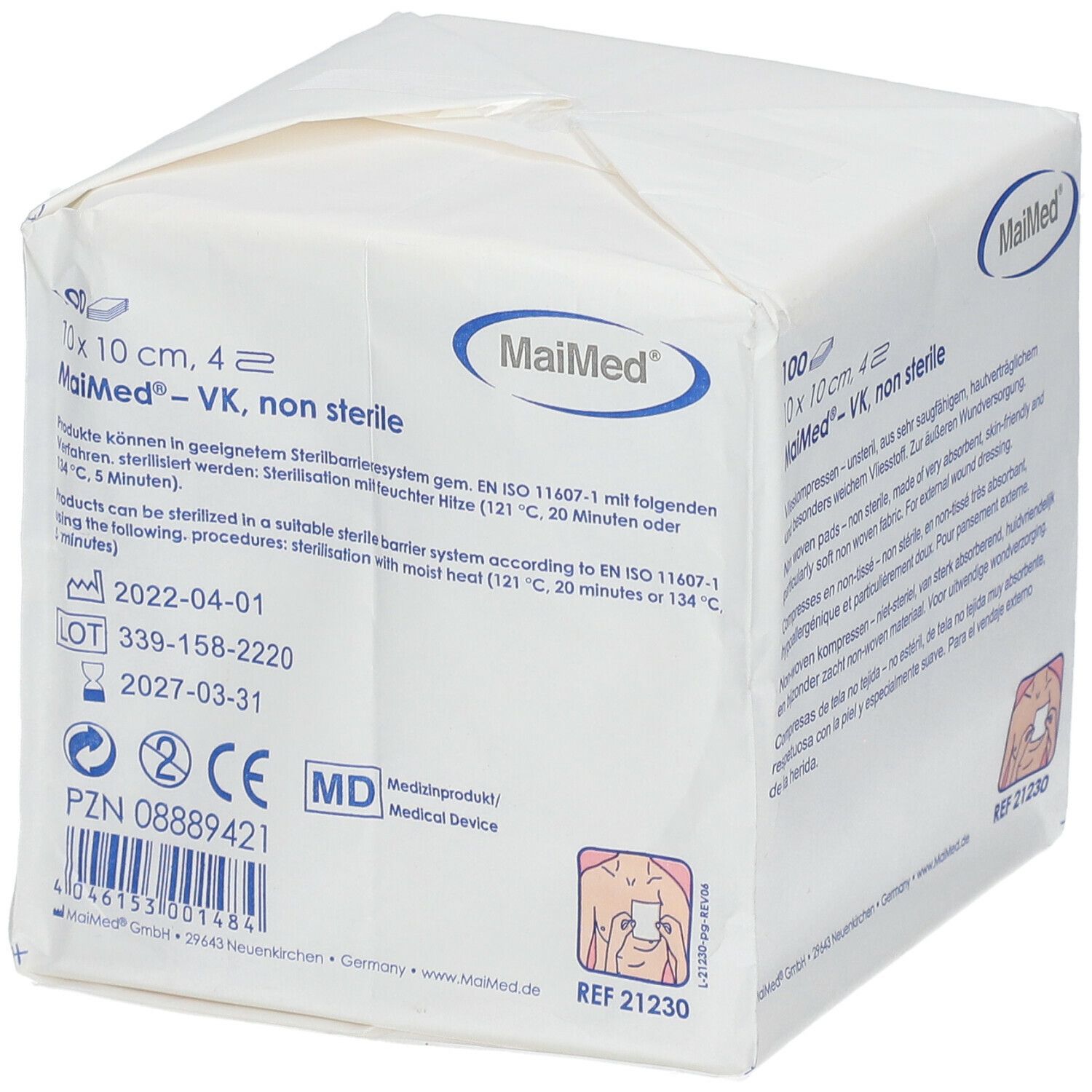 MaiMed® Vlieskompressen 10 x 10 cm unsteril