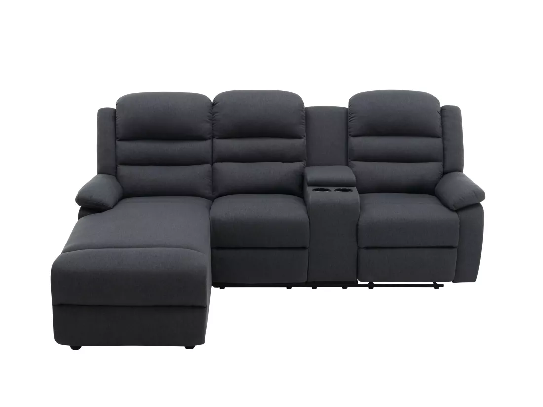 Canapé d'angle gauche relax en tissu anthracite MACEDONIA