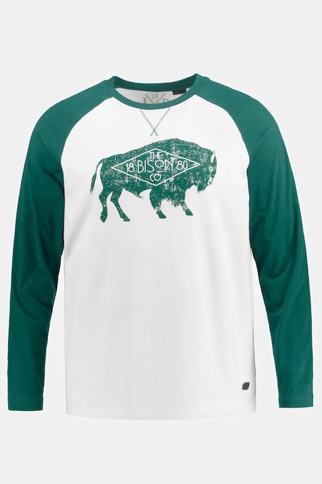 T-Shirt, Langarm, zweifarbig, Bison Print
