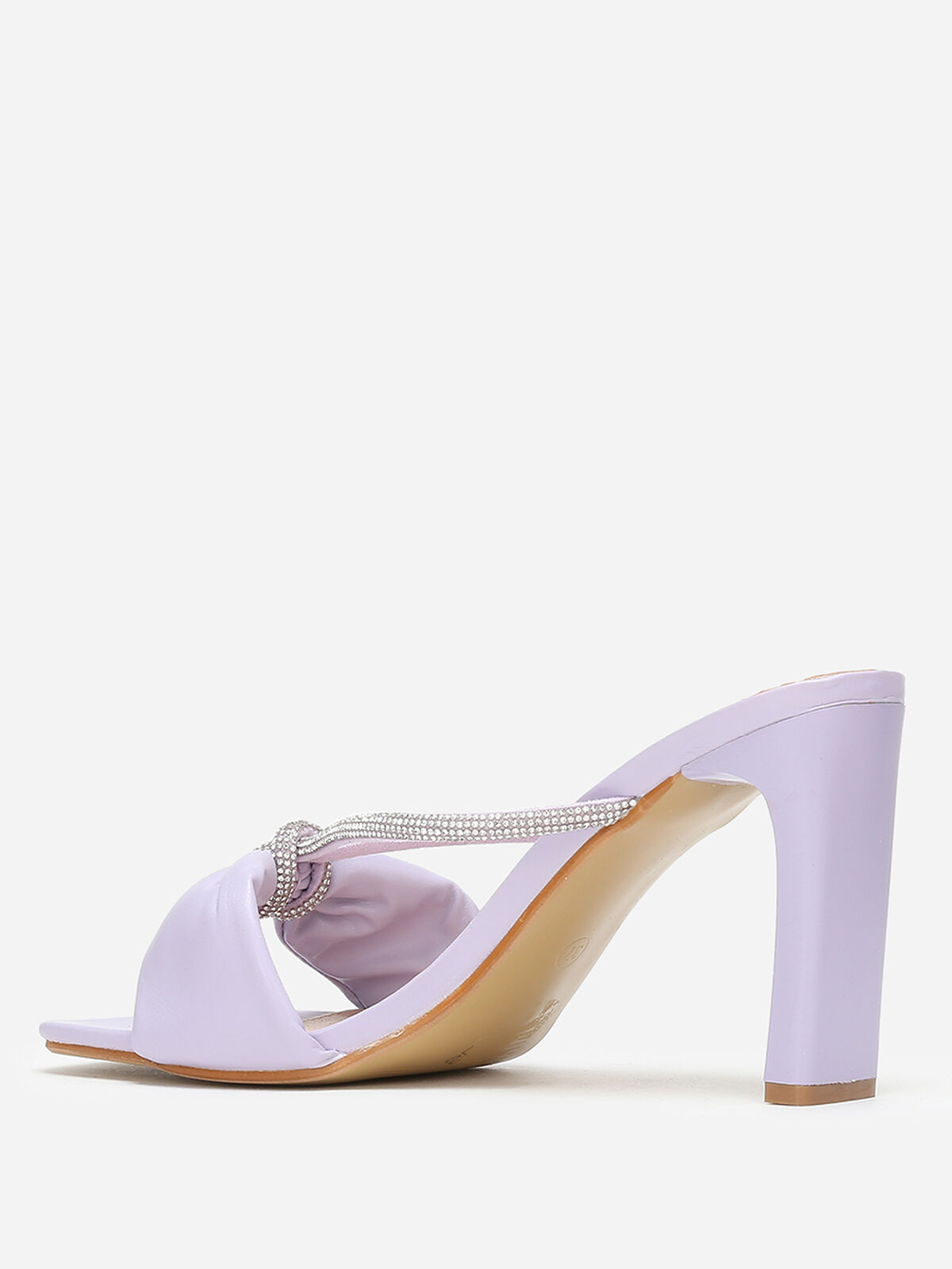 Mules carrées en simili à strass- Violet