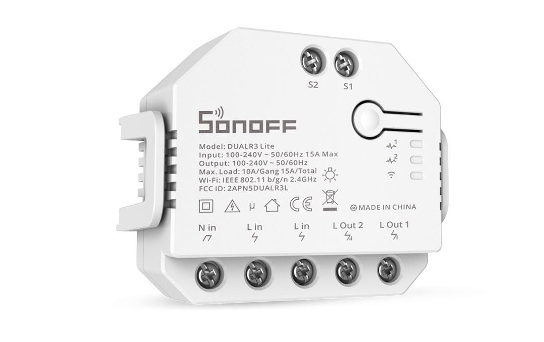 WiFi-Rolladenaktor DUALR3Lite, 2-fach, 230 V, 10AIntelligentes Steuermodul für Leuchten, Geräte und motorisierte Anlagen