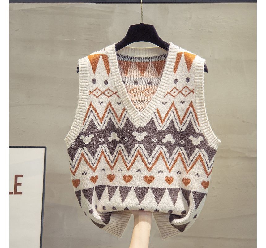 Keiko Girl - V-hals vest met patroon