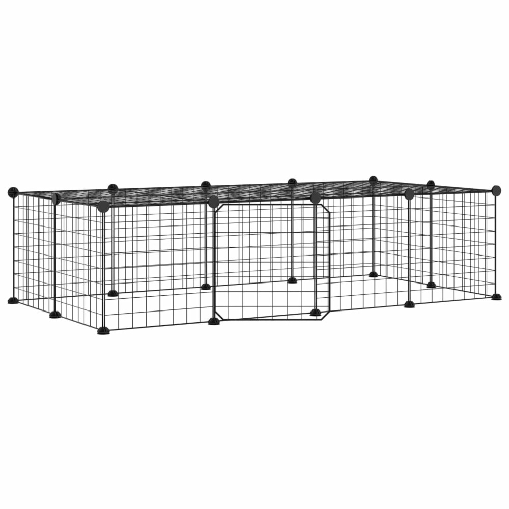 Cage animaux de compagnie à 20 panneaux et porte noir 35x35 cm