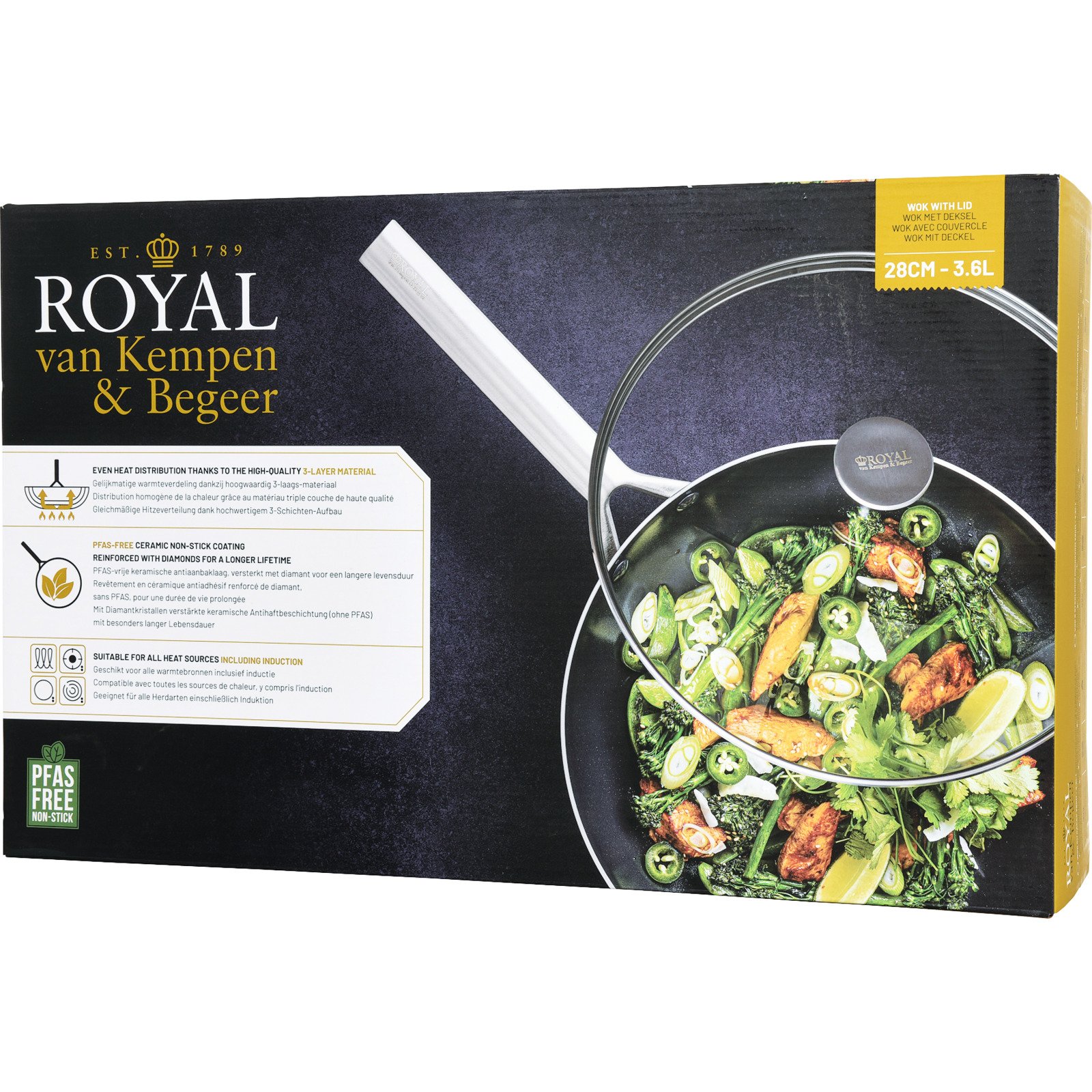 Wokpfanne m Deckel ROYAL 28cm