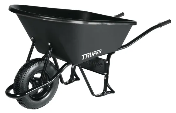 Truper 11777, Manual wheelbarrow, 1 hjul, Oppustelige hjul, Metal, Plast, Sort, 170 L