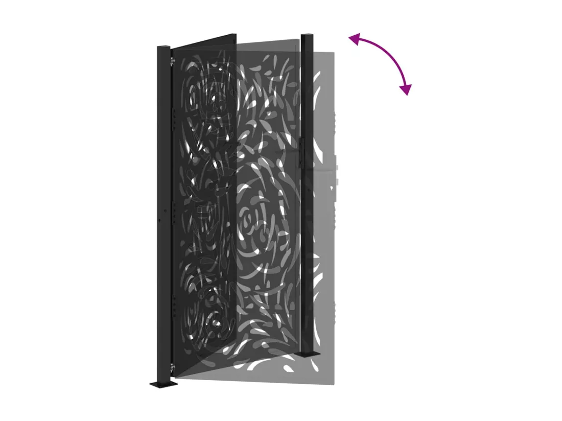 Portail de jardin noir 105x180 cm acier conception de flamme