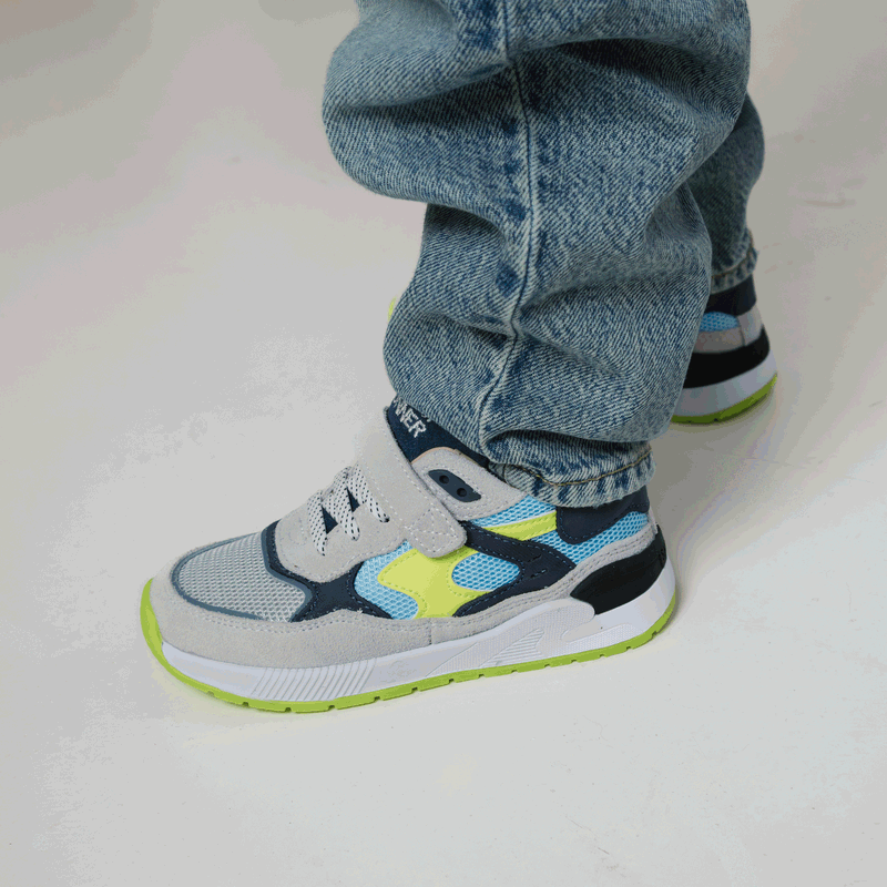 Shoesme grijs-gele sneaker Leer, Microleer | Jongens schoenen