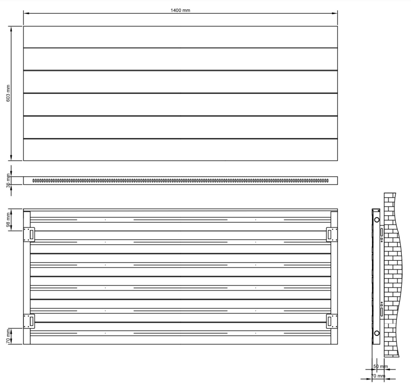 Eastbrook Berkeley radiator 140x60cm aluminium 949W wit mat