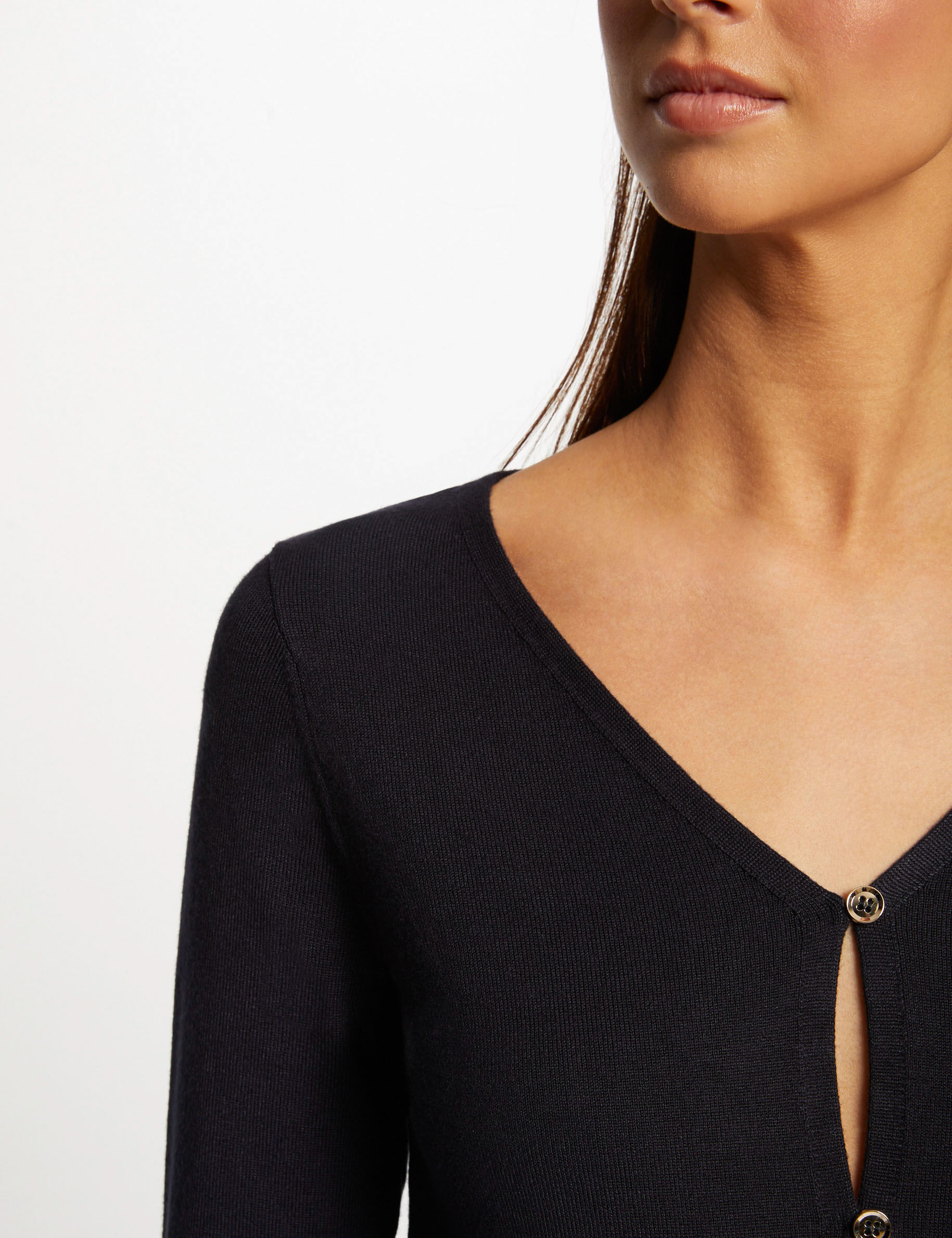 Gilet manches longues boutonné marine femme - marine