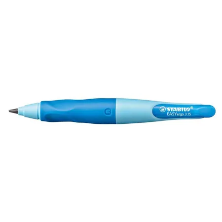 STABILO Ergonomischer Druck-Bleistift EASYergo, hellblau/dunkelblau, HB & Spitzer, Rechtshänder