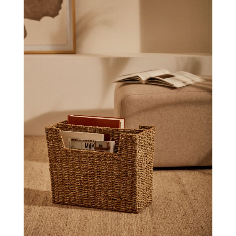 Porte-revues Guixols en fibres naturelles avec finition naturelle
