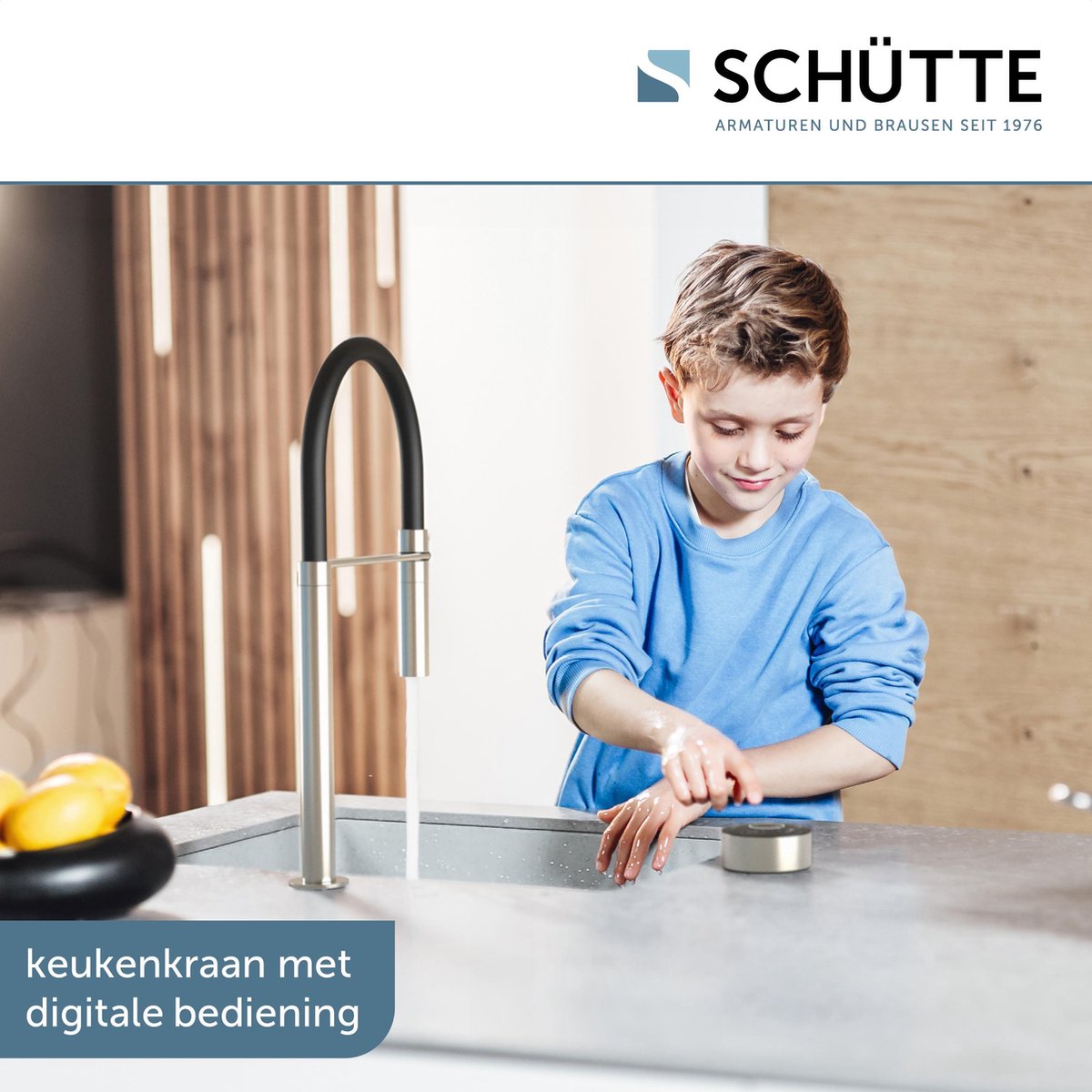 Schutte Aquadot digitale keukenkraan met smart control zwart mat