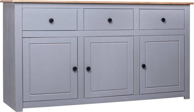 vidaXL - Dressoir Panama Range - Grijs - Massief Grenenhout - 3 Lades