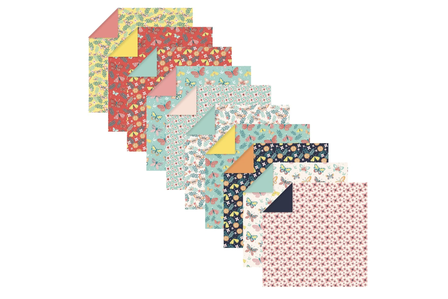 (60er Set) 15x15cm Origami Papier DIY Bastel Faltpapier 70gm2 (95357C) - Fruchtiger Garten