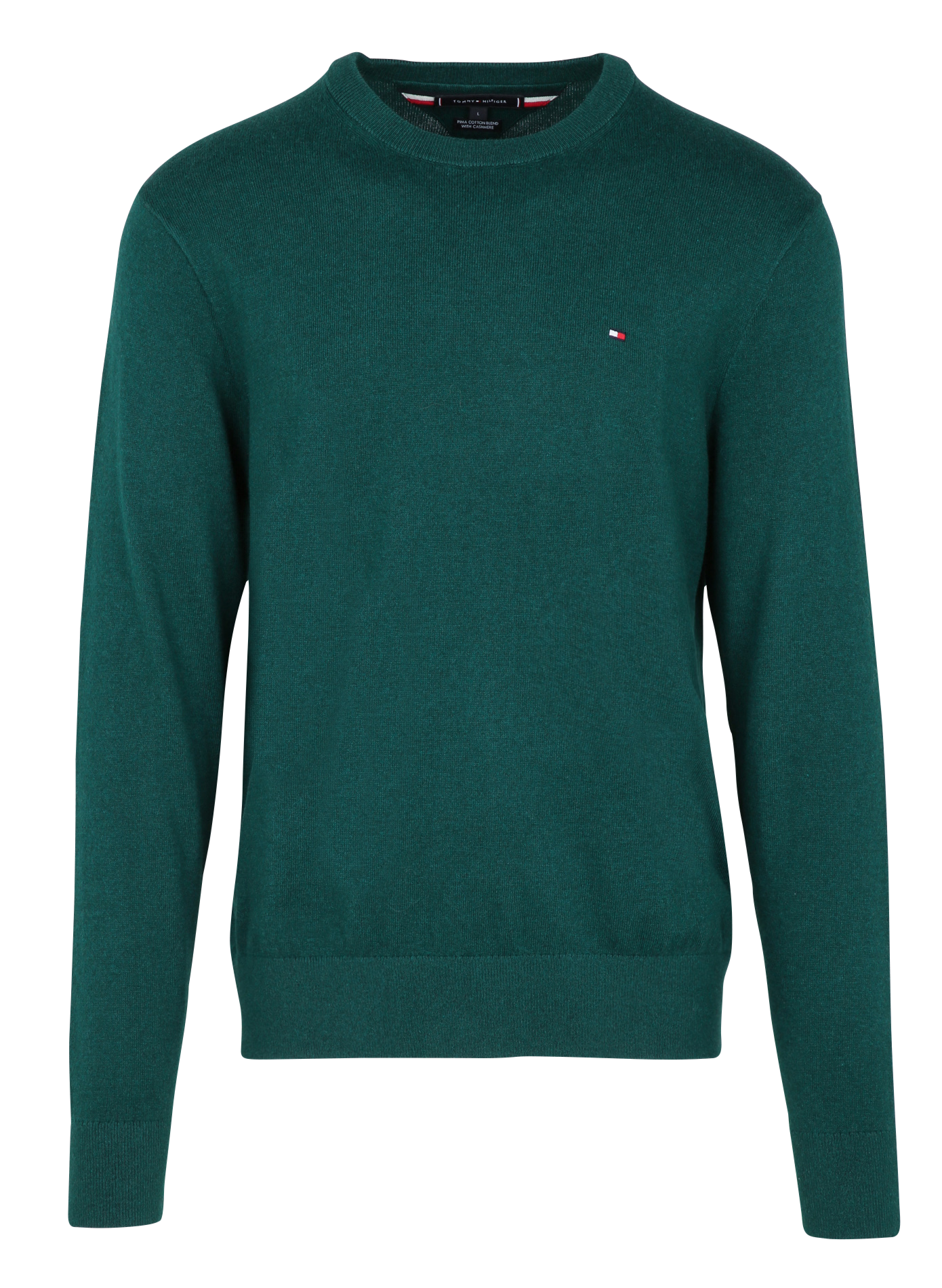 Pull col rond en coton mélangé | Vert
