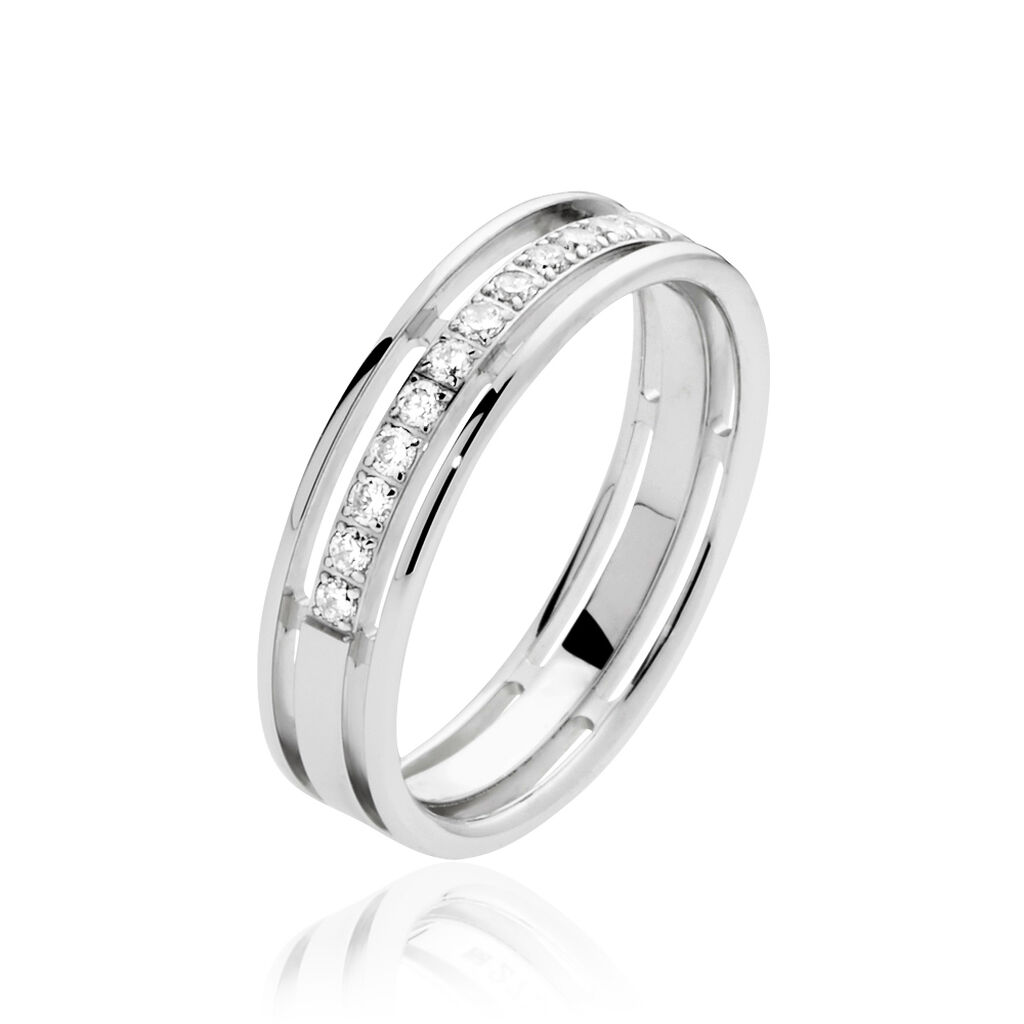 Alliance Serti Grains Ajoures Or Blanc Diamant