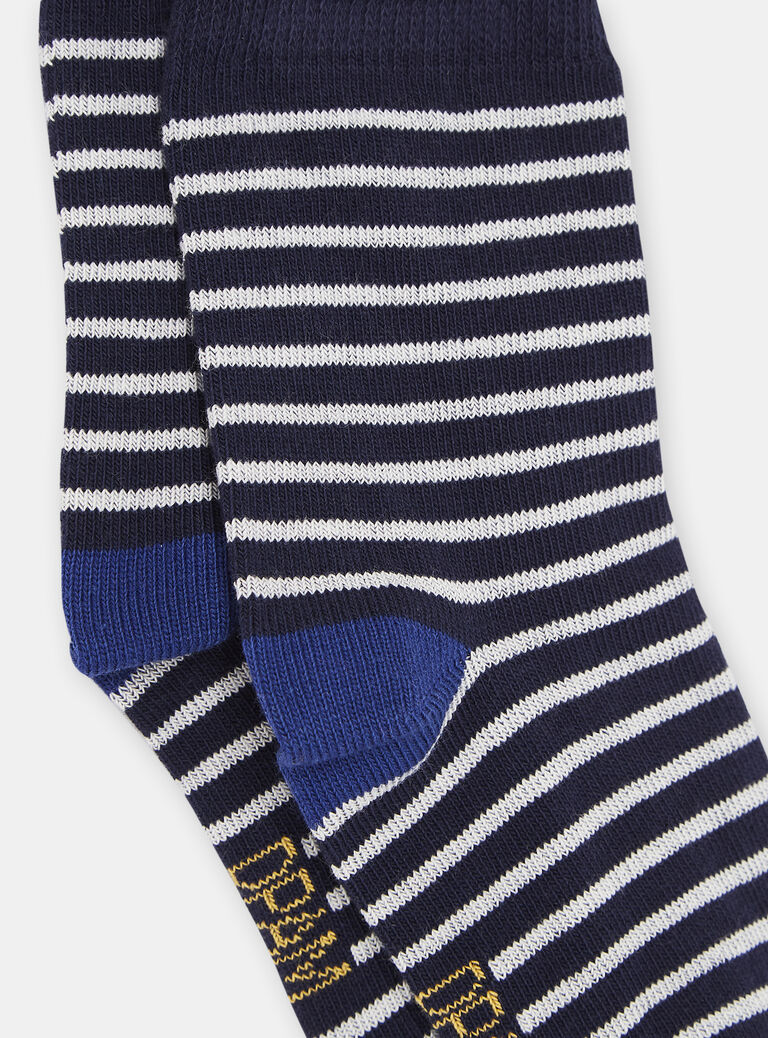 Chaussettes bleu foncé à imprimé à rayures bébé garçon