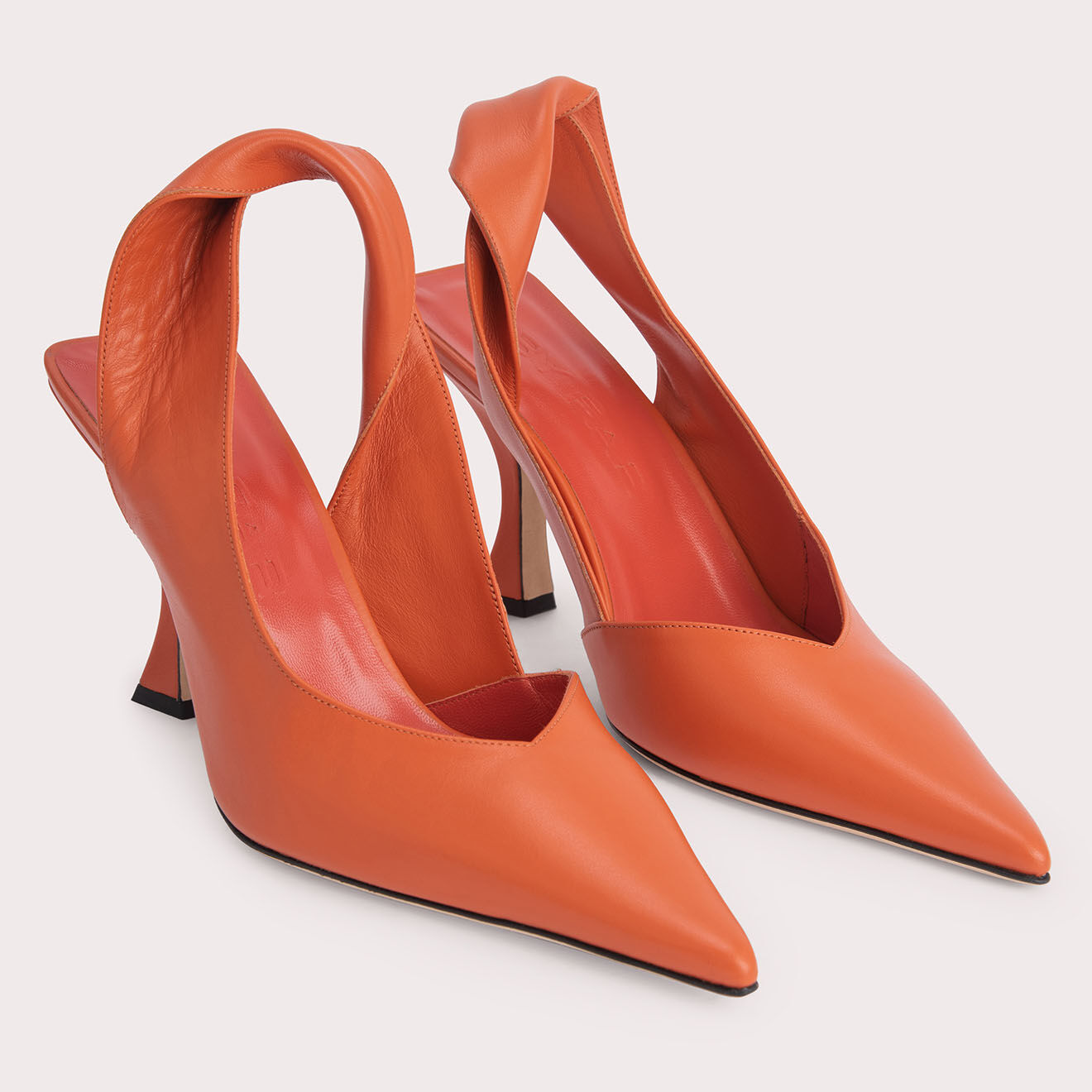 By Far Slingbacks en Cuir Yasha orange - Talon 9 cm