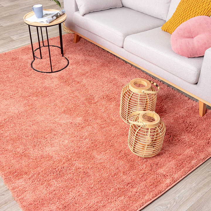 Hoogpolig vloerkleed - Lofty Perzik Roze| Haal kleur in huis!