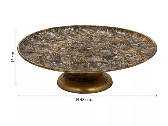 Centre de table en métal doré 48x48x15h