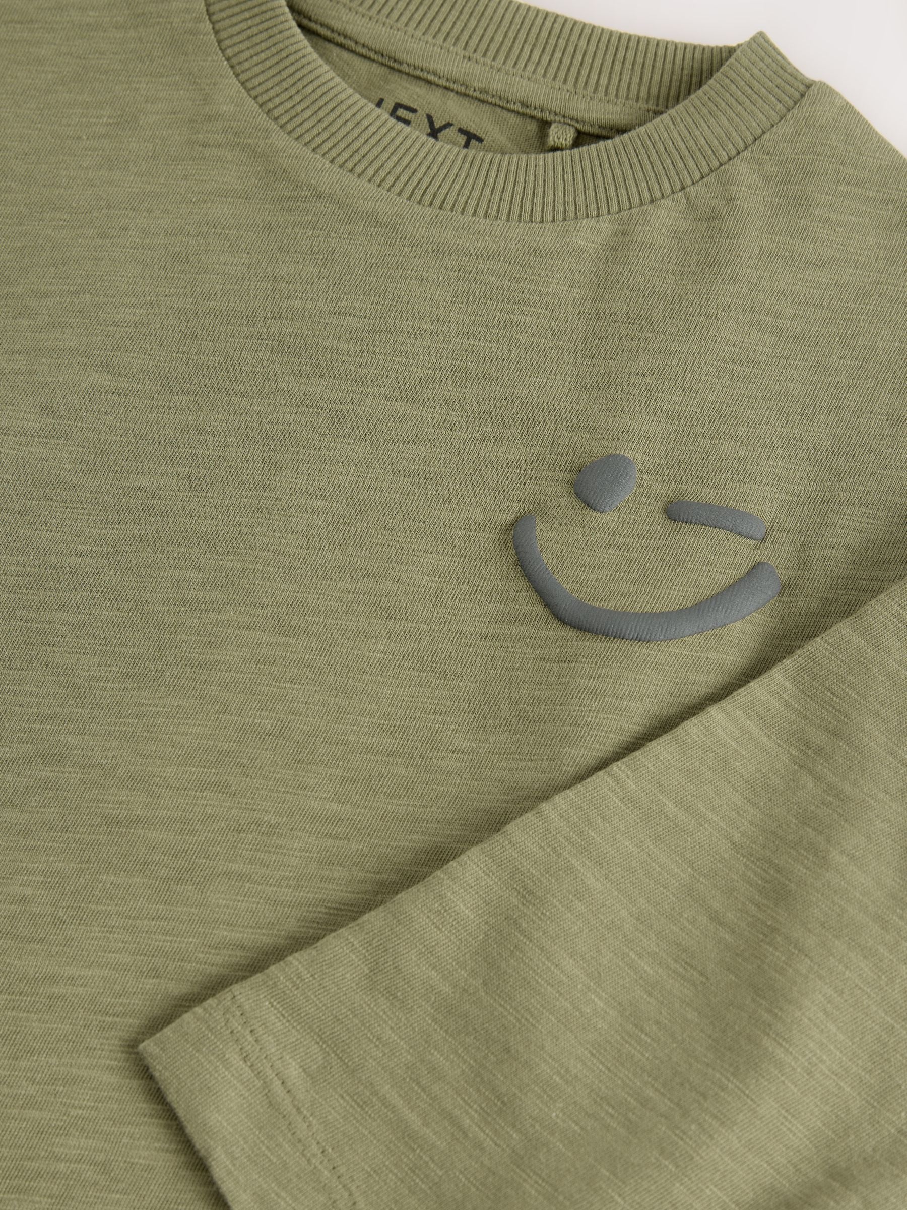 Kakigroen smile - Semi-effen T-shirt met lange mouwen (3mnd -7jr)