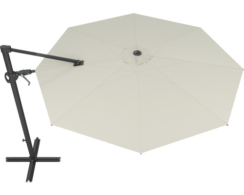 Soluna zweefparasol, Beaujeu parasol, Ø 300 cm, H 248 cm, rond, ecru