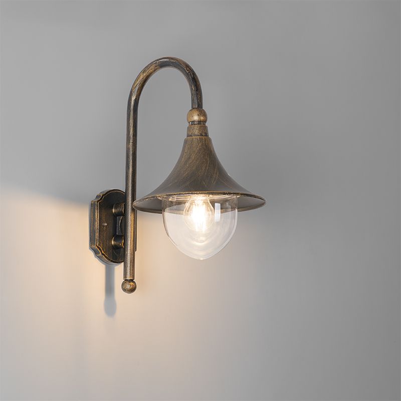 Klassieke buiten wandlamp antiek goud IP44 - Daphne