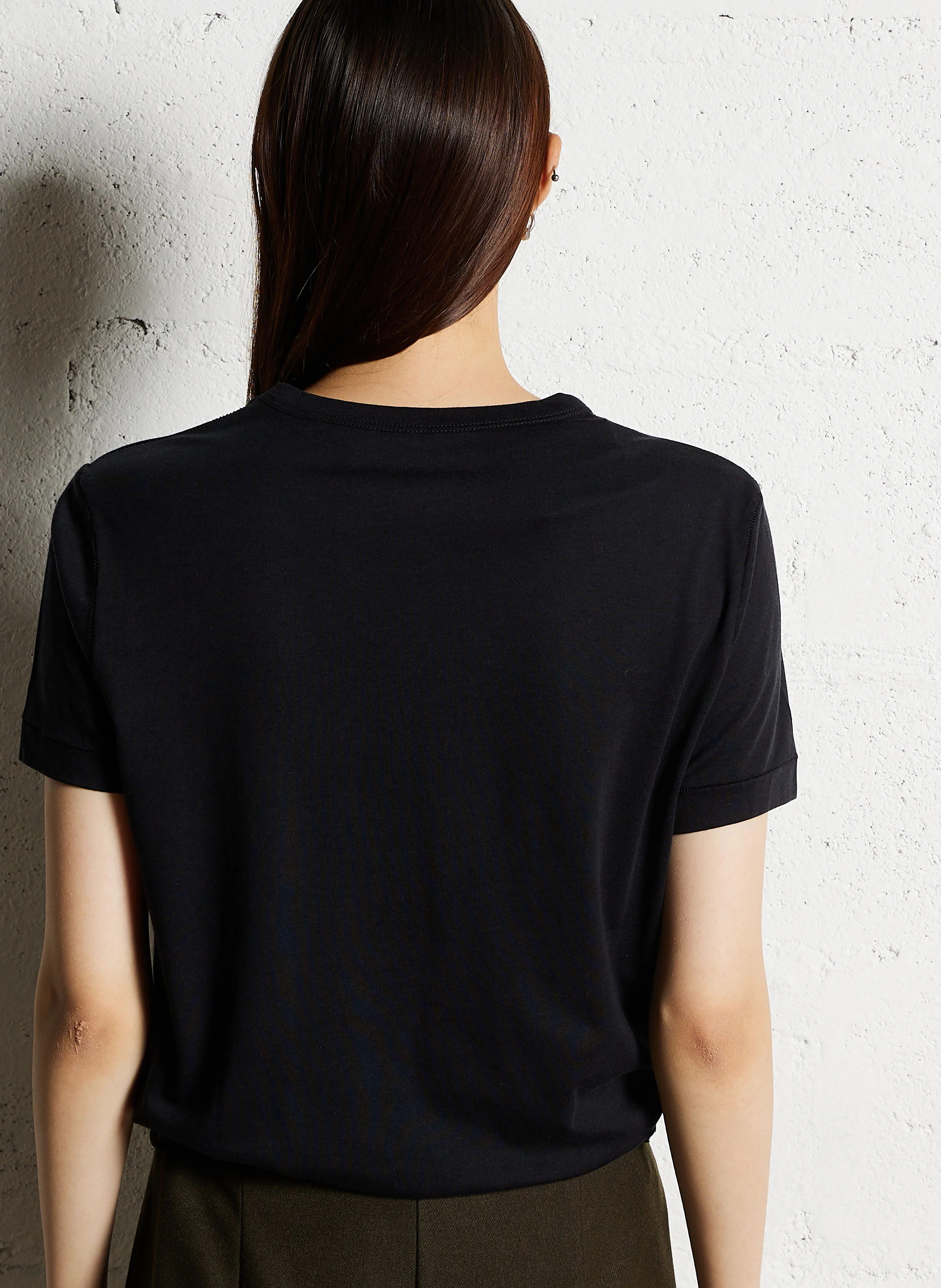 Tee-shirt droit col rond| Noir