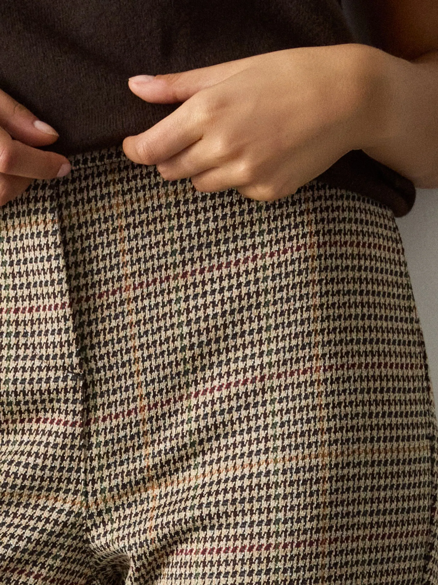 Bruin geruit - Ponte Flared Trousers