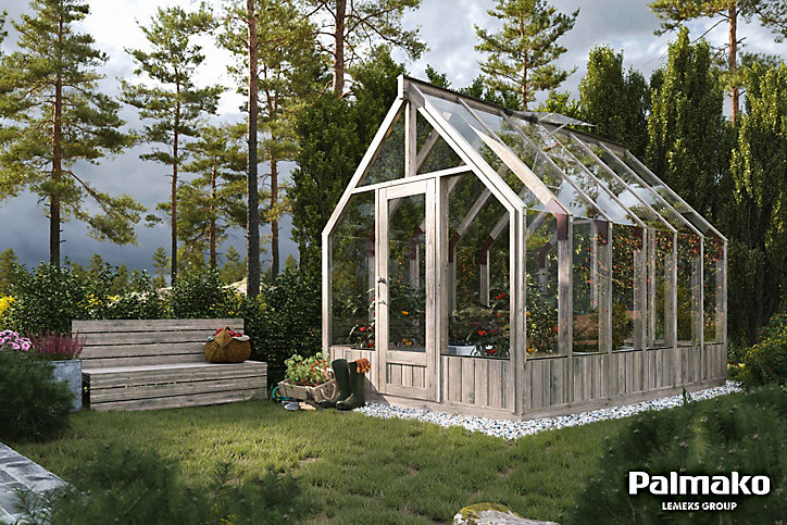 Serre Emilia 8.2 m² en bois autoclave et verre trempé Palmako