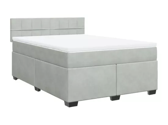 Sommier à lattes de lit et matelas Gris clair 160x200cm Velours