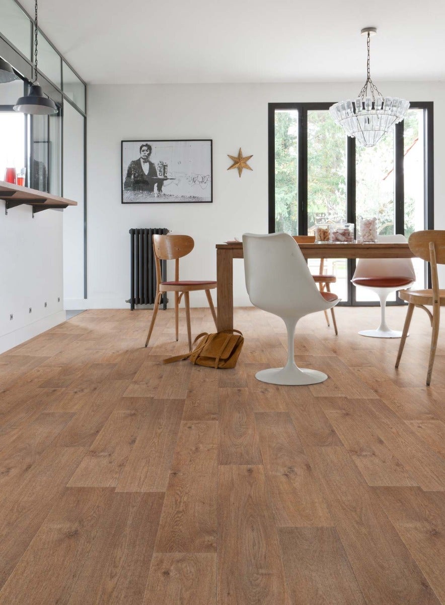 PVC-vloer, per meter verkocht, houtlook eiken vinylvloer met vliesrug, 200 cm breed (per meter verkocht)