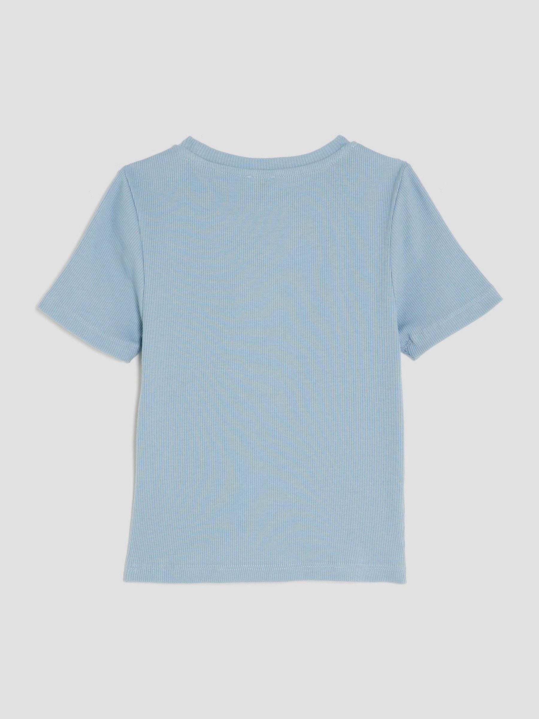 River Island Girls Ribbed Heart T-Shirt
