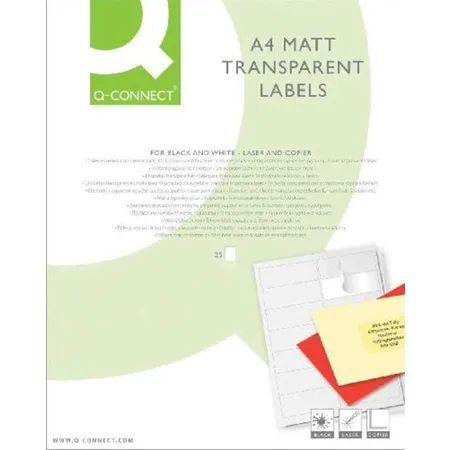 Q-Connect Transparente Etiketten, Laser+Kopierer - 48,5x25,4 mm, transparent