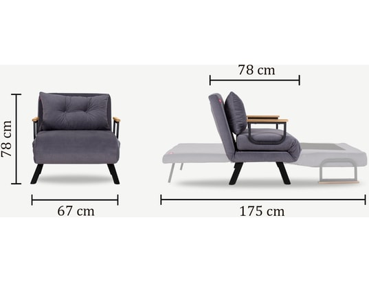 CONCEPT1 - Fauteuil convertible Sando simple marron 67 x 78 x h78