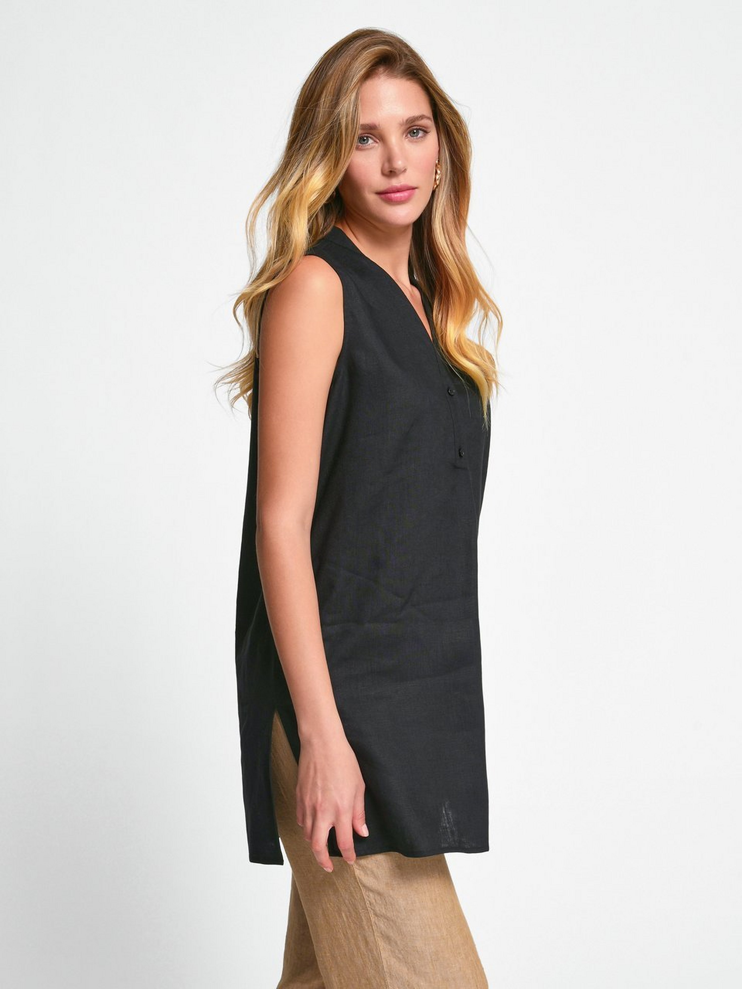 Ärmellose Long-Bluse