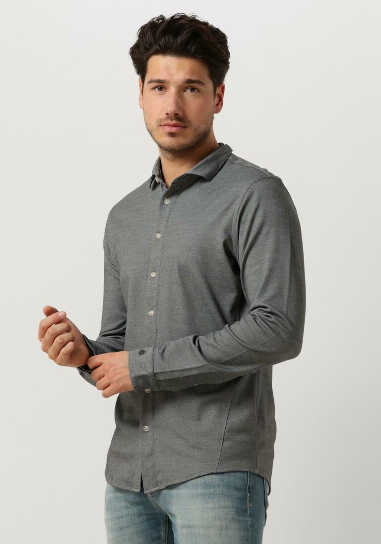 CAST IRON grijze cast iron casual overhemd long sleeve shirt cf tec 2 tone pique