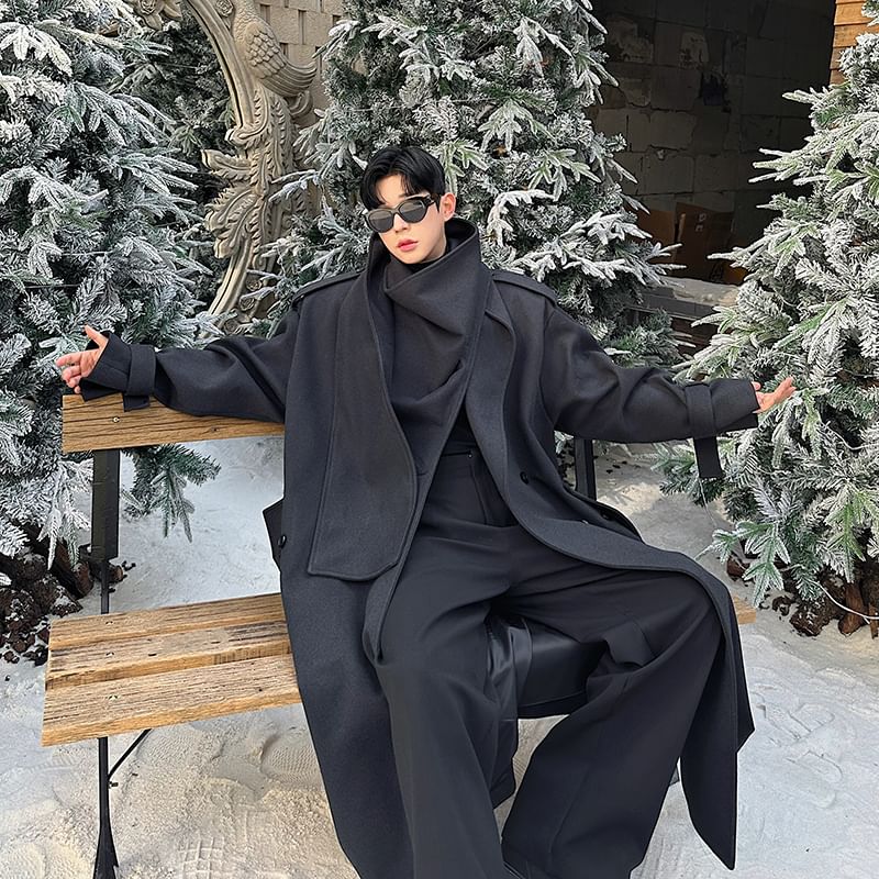 Freehop - Trenchcoat met lange mouwen en effen kleur