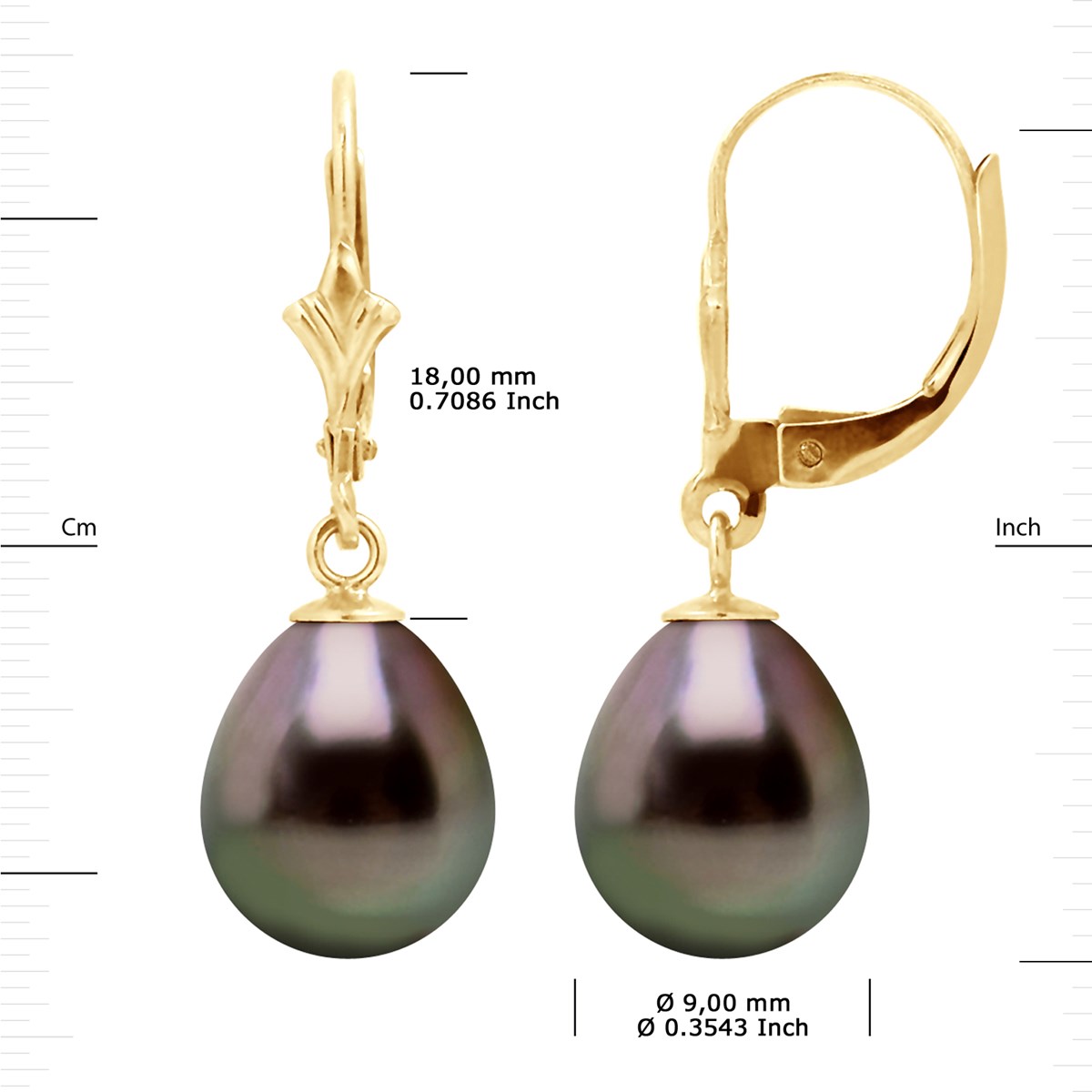 STELLA - Boucles d'Oreilles Perles de Tahiti 9-10 mm Or Jaune