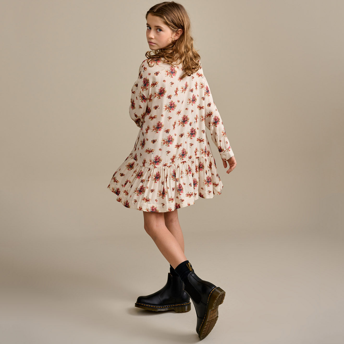 Bellerose Robe Adylle à fleurs écru/multicolore