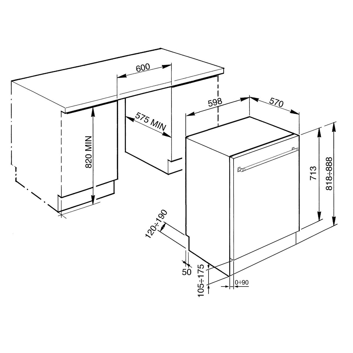 STX325BLLC underbygd oppvaskmaskin, rustfritt stål