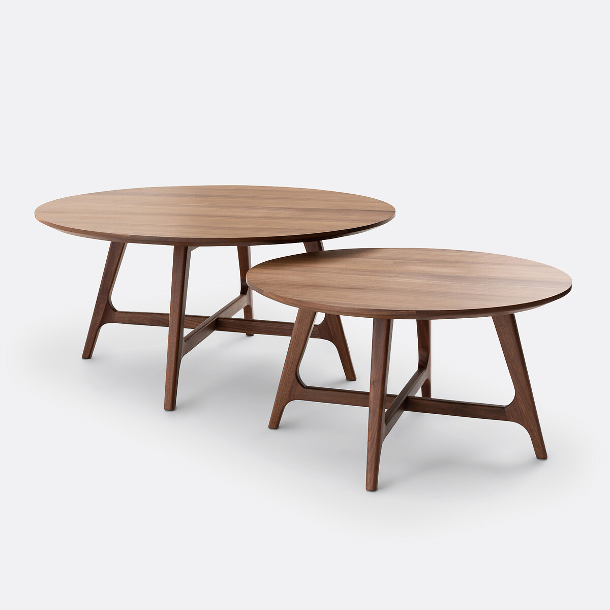 LA REDOUTE INTERIEURS<br>Mesa de centro pequena e redonda em nogueira, Larsen
