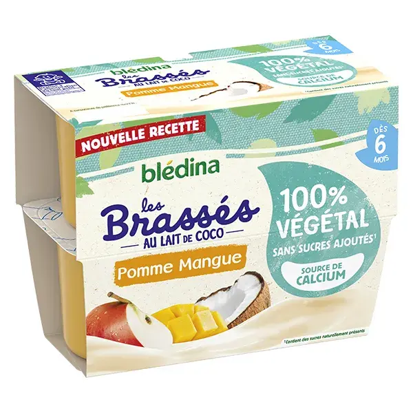 Blédina Les Brassés Manga 100% Vegetal Pacote de 4 x 95g