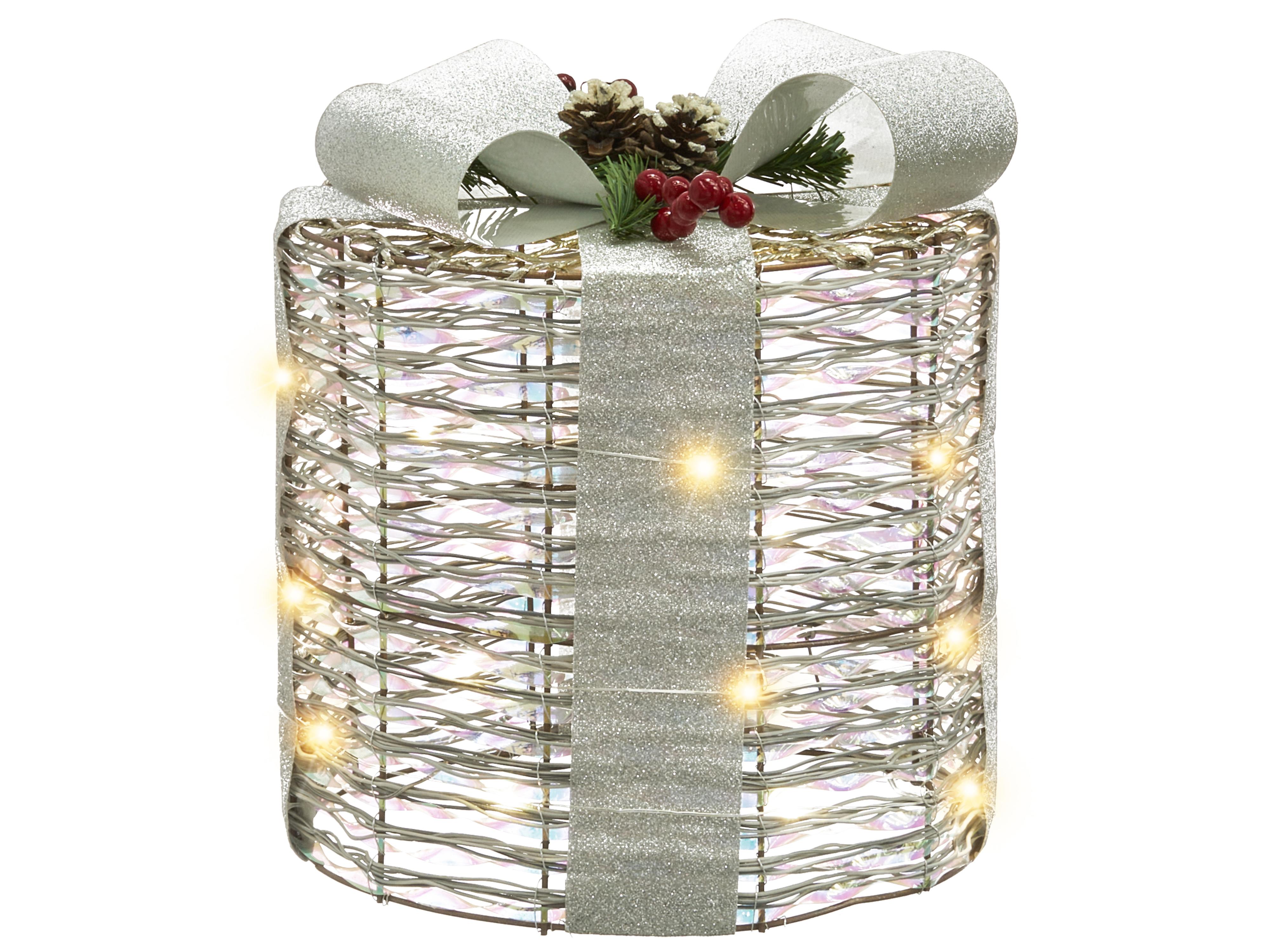 Set van 3 kerstdecoraties LED JULSO Kerstcadeaus 20/25/30 cm Zilver