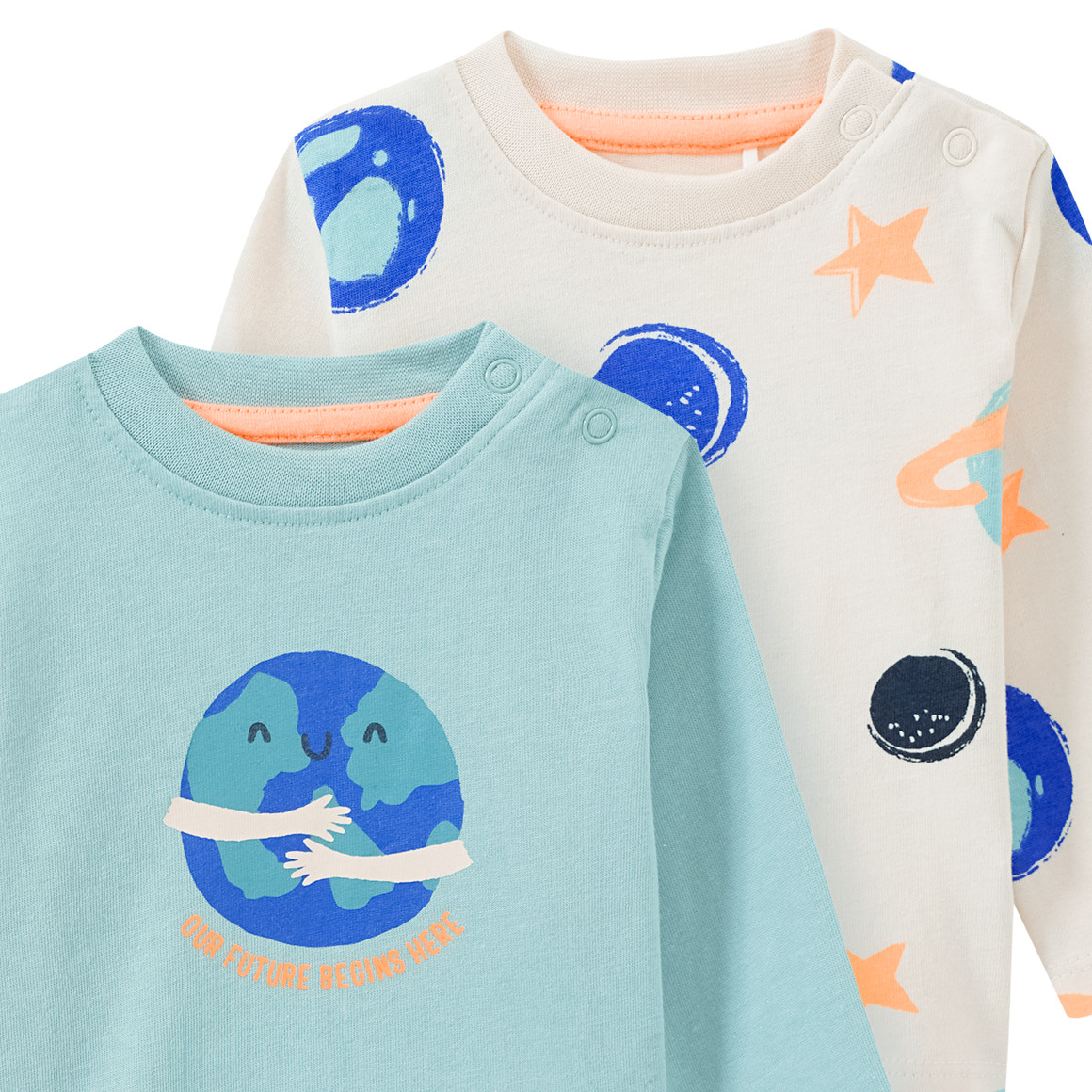 Topomini 2 Newborn Langarmshirts im Set creme / salbei