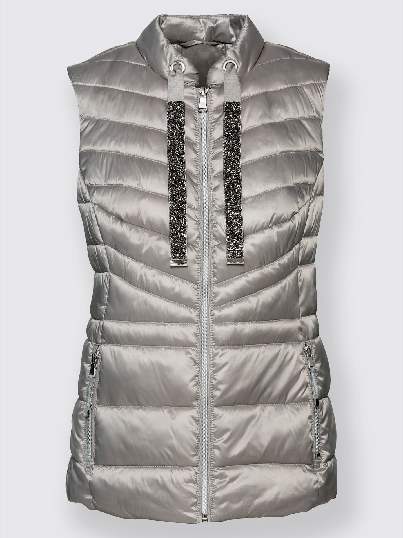 Gilet femme matelassé avec liens larges pailletés