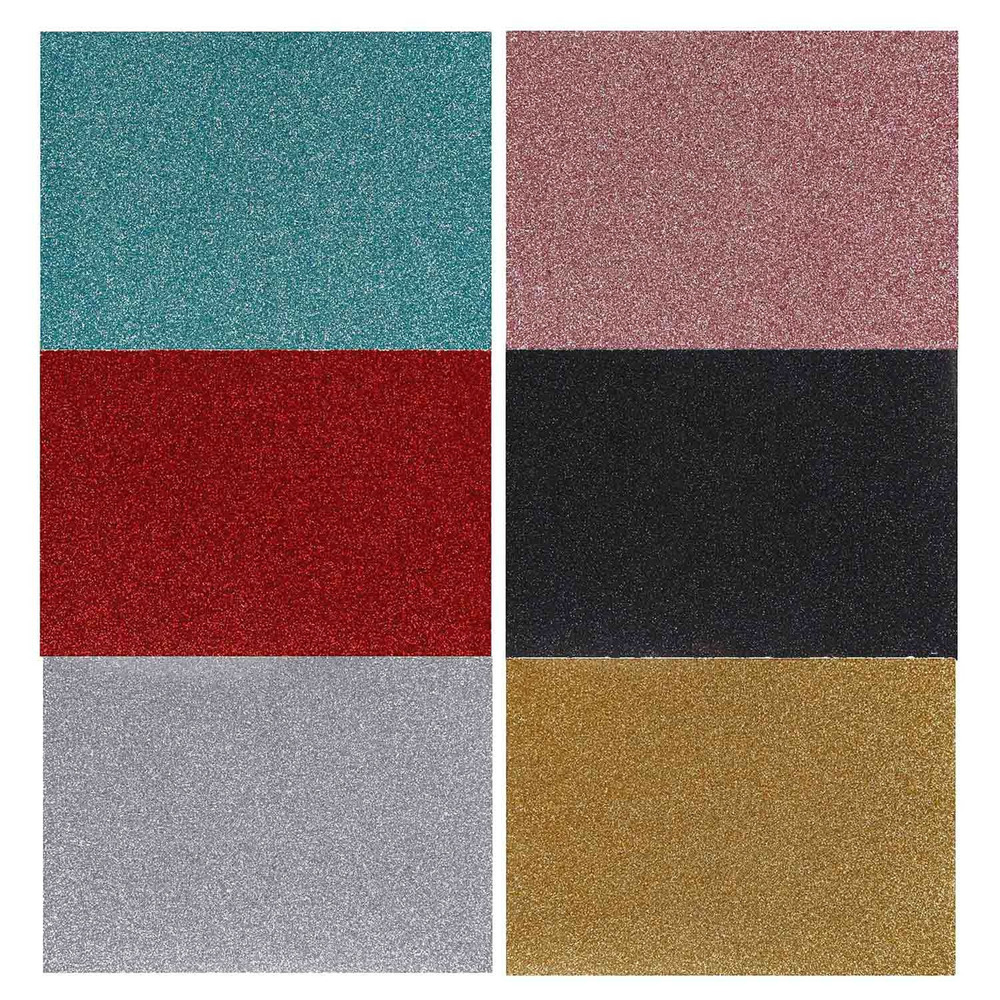 6 feuilles de papier thermocollant pailleté 14,8 x 21 cm