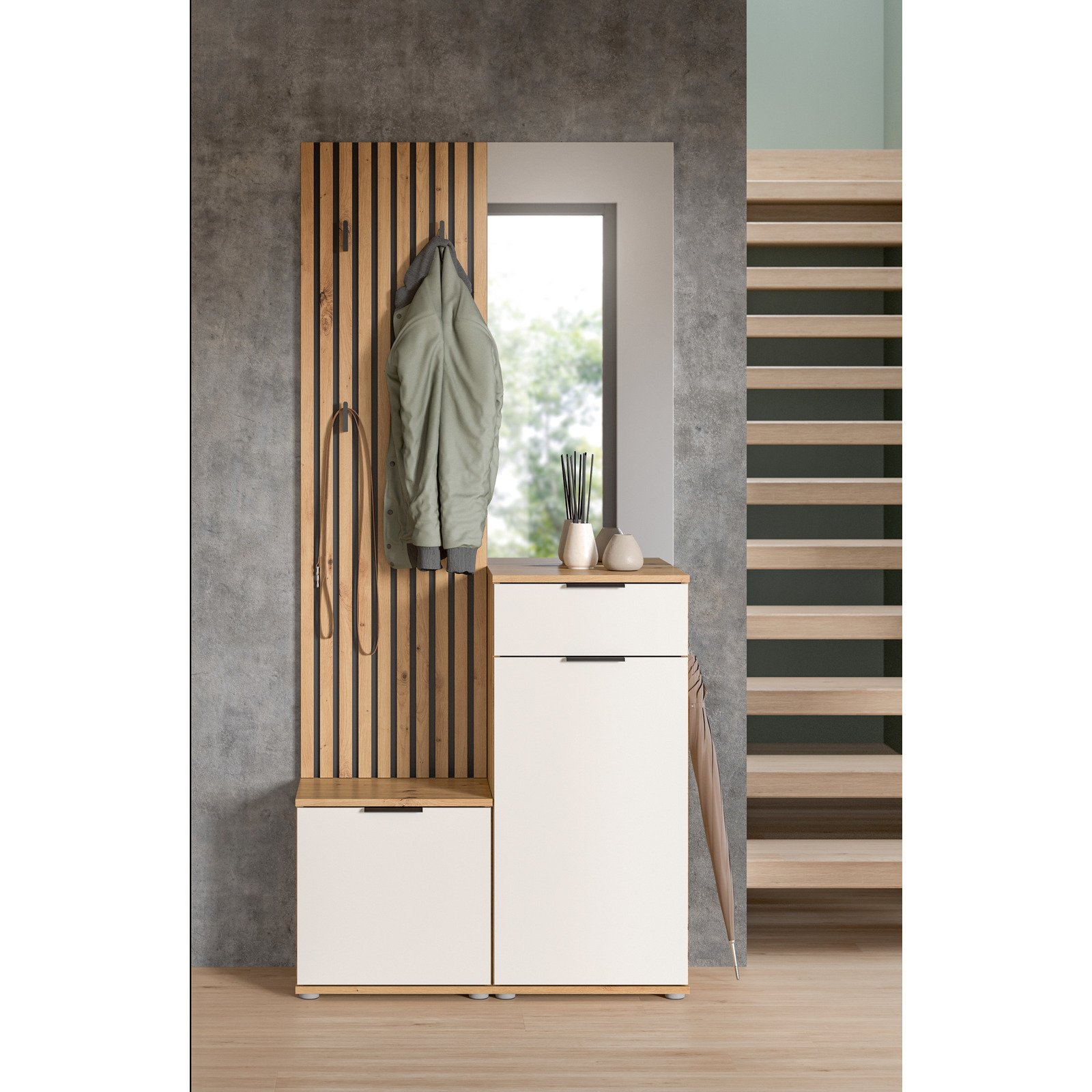 Kompakt-Garderobe Lian Dekor Eiche Artisan 88 x 195 x 35 cm