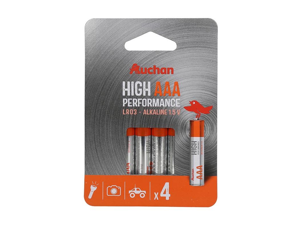 PACK 4 PILHAS ALCALINA AUCHAN PREMIUM AAA LR03