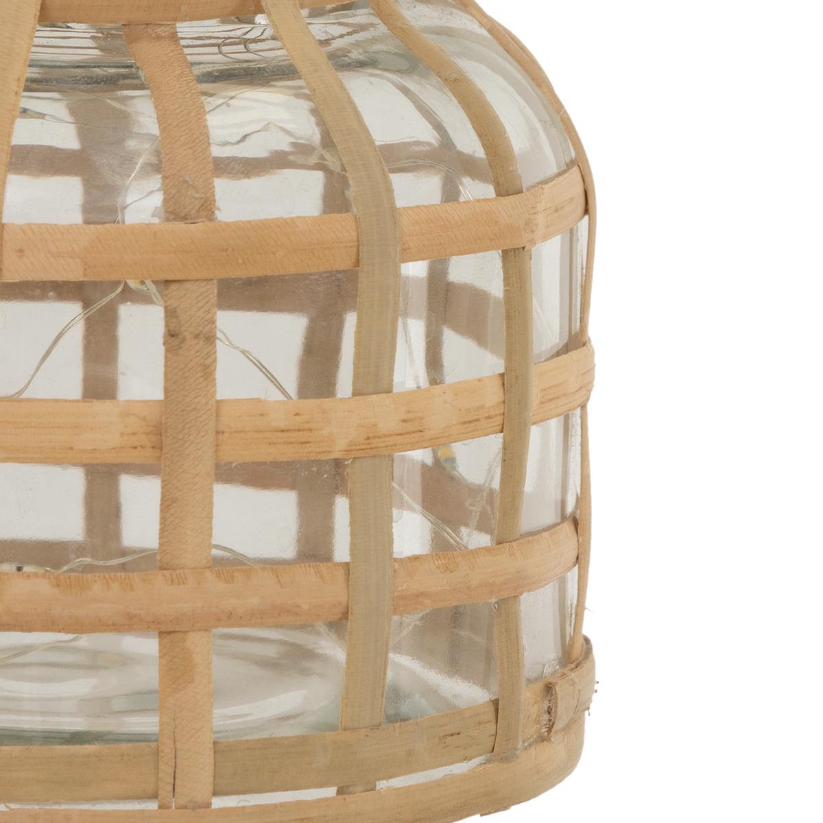 LANTERNE SOLAIRE NIKY VERRE ROTIN H.12CM